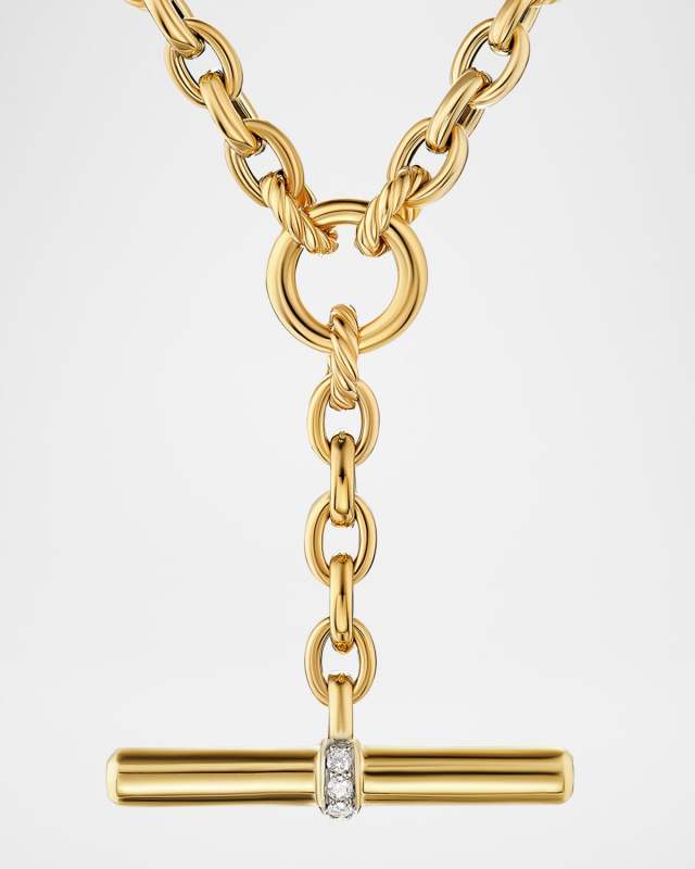 DY Mercer Petite Toggle Necklace with Diamonds in 18K Gold, 4.5mm